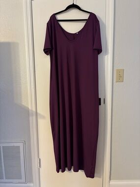 Casual Purple Scoop-Neck Maxi Dress
